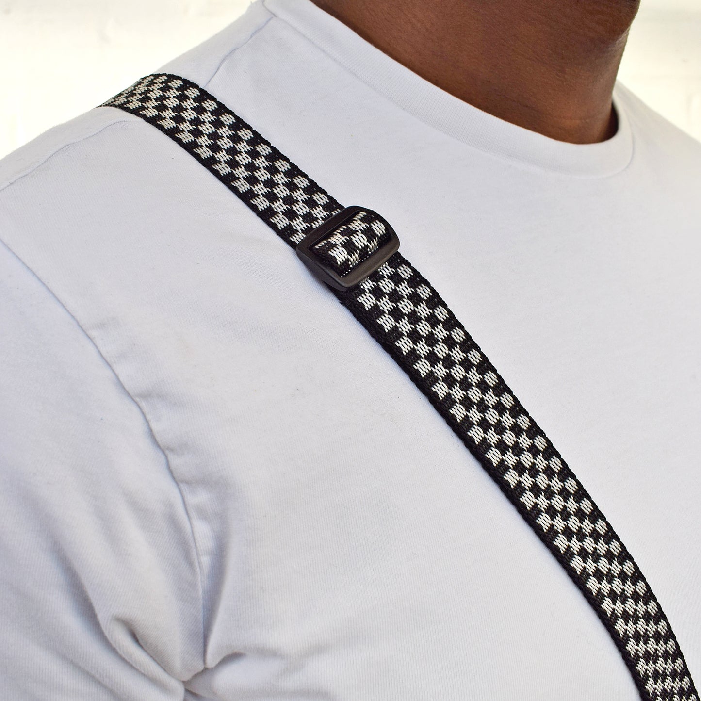 Universal Adjustable Shoulder Strap 25mm BLACK & WHITE CHECKERED