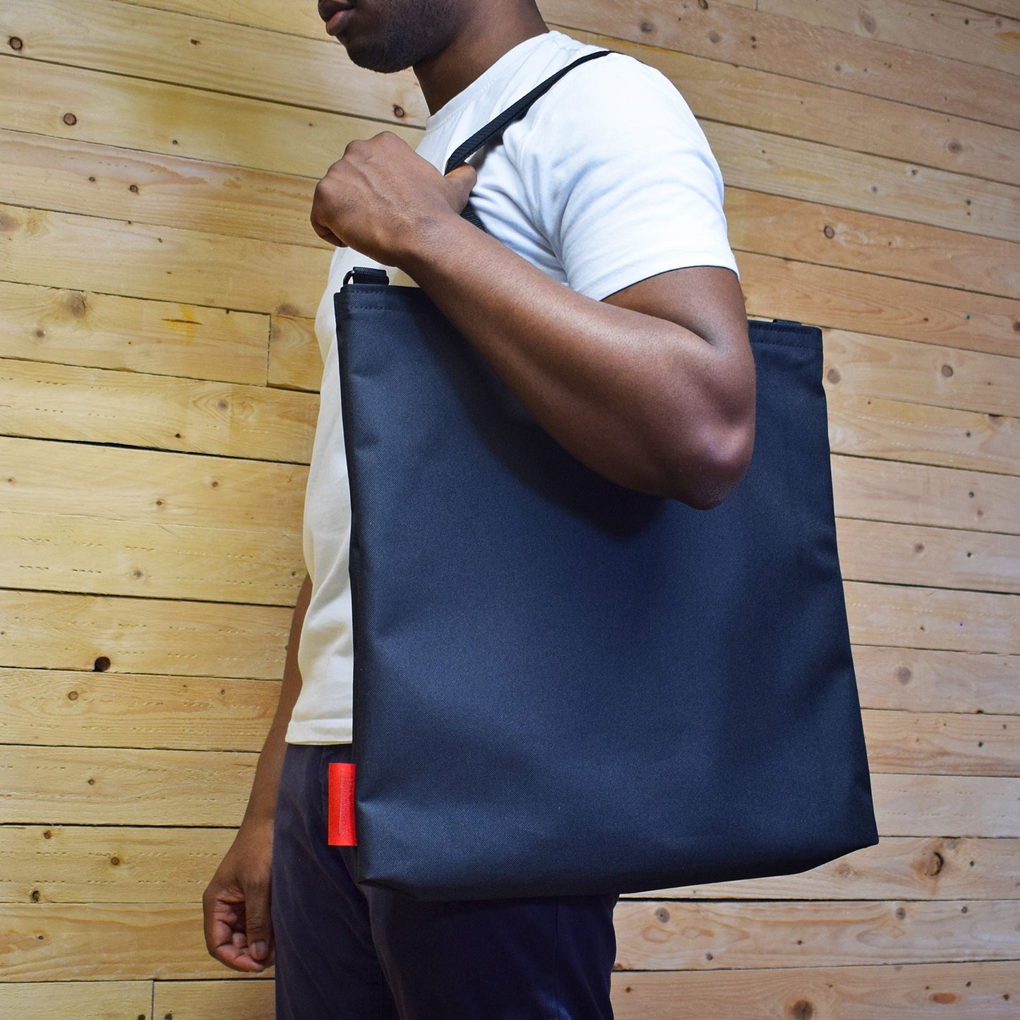 Oversized RECORD Tote Bag | BLACK