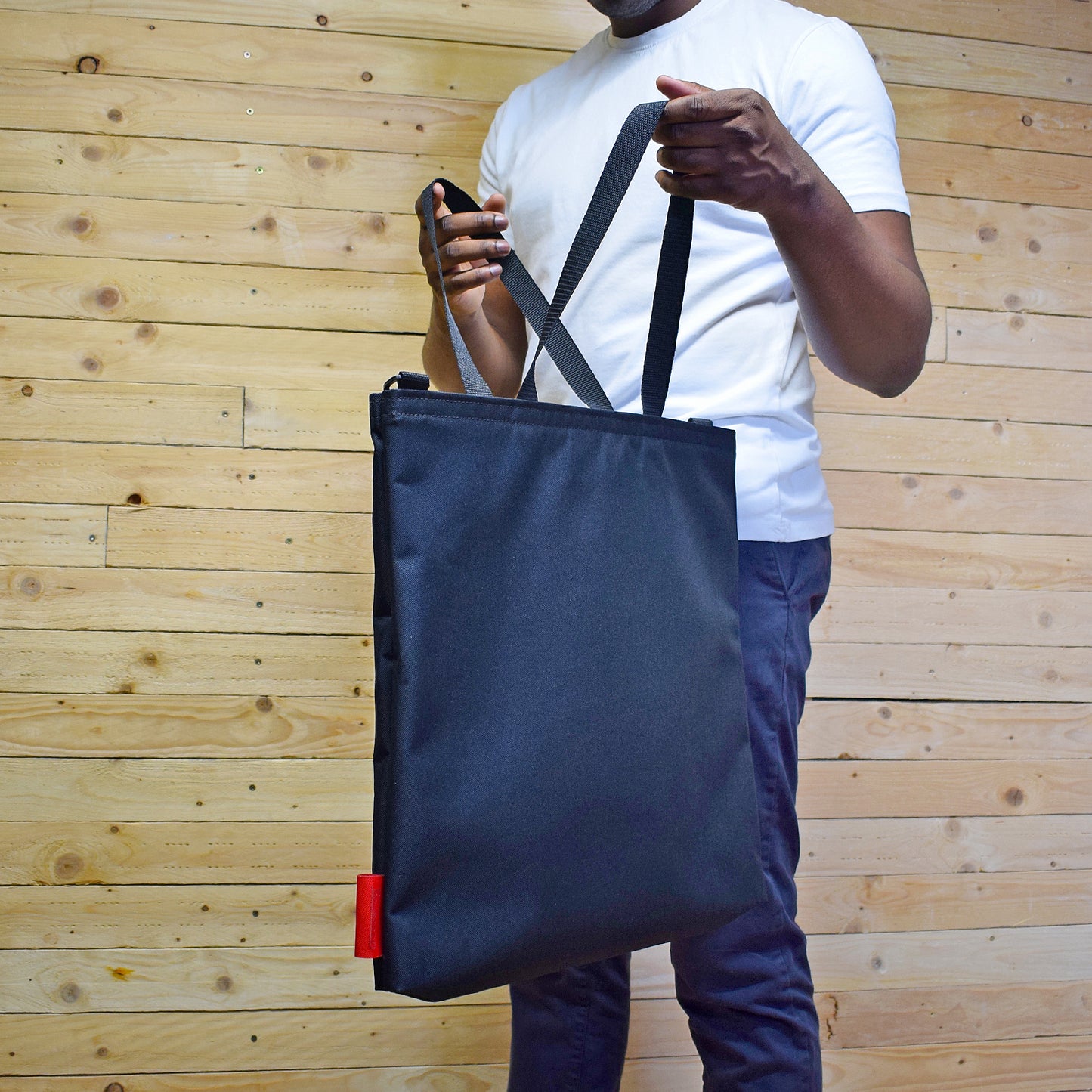 Oversized RECORD Tote Bag | BLACK