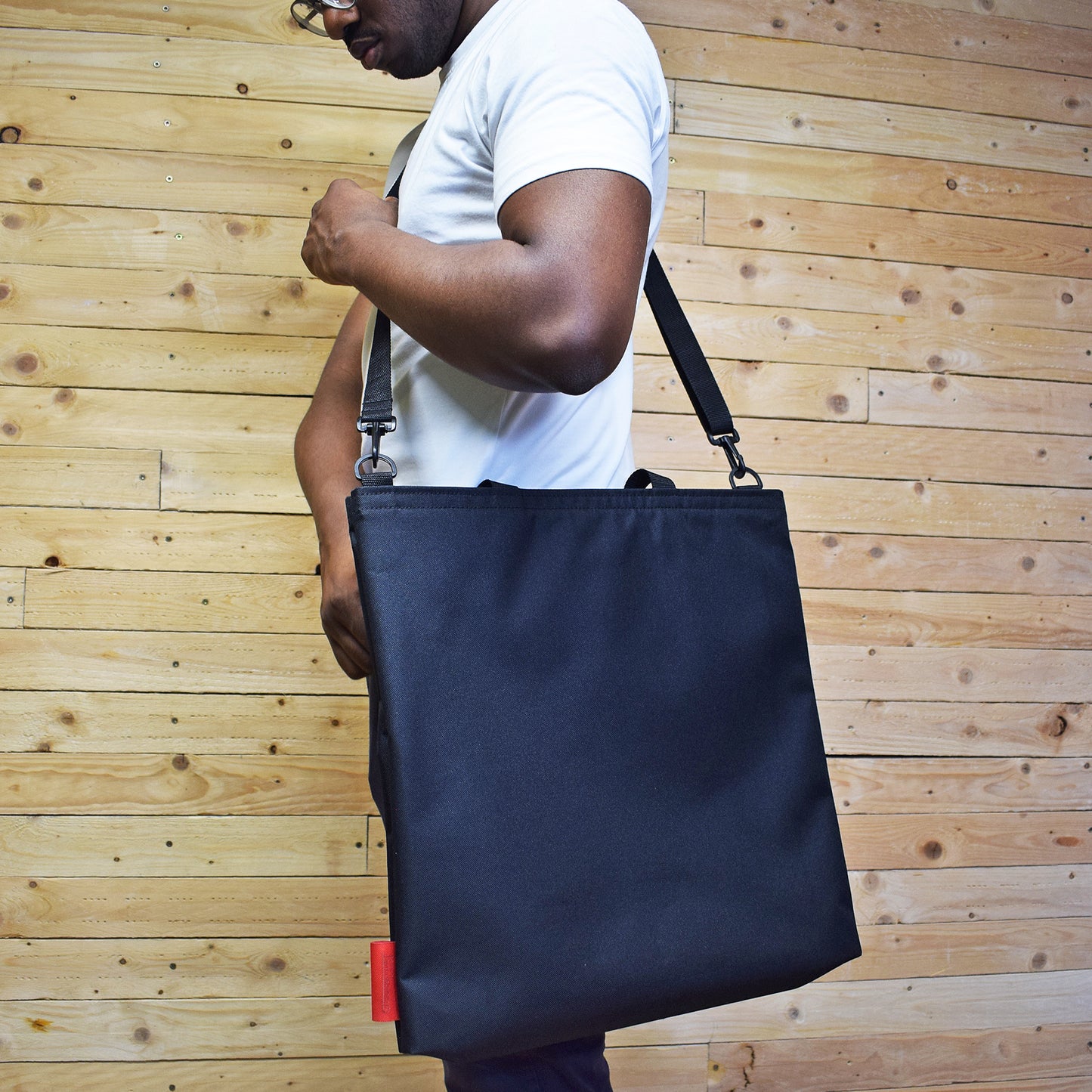 Oversized RECORD Tote Bag | BLACK