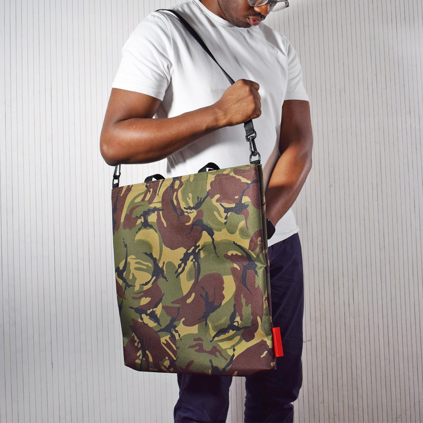 Oversized RECORD Tote Bag | CAMO GREEN