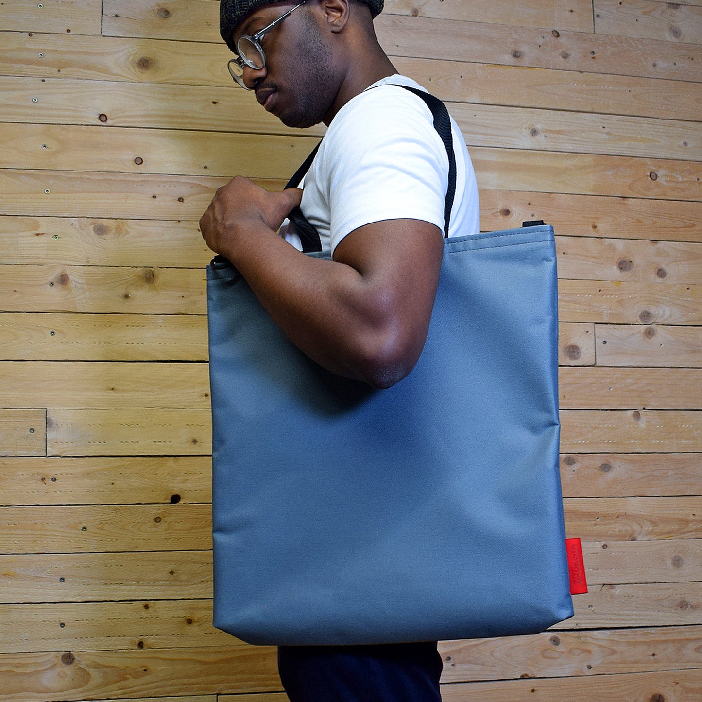 Oversized RECORD Tote Bag | GREY