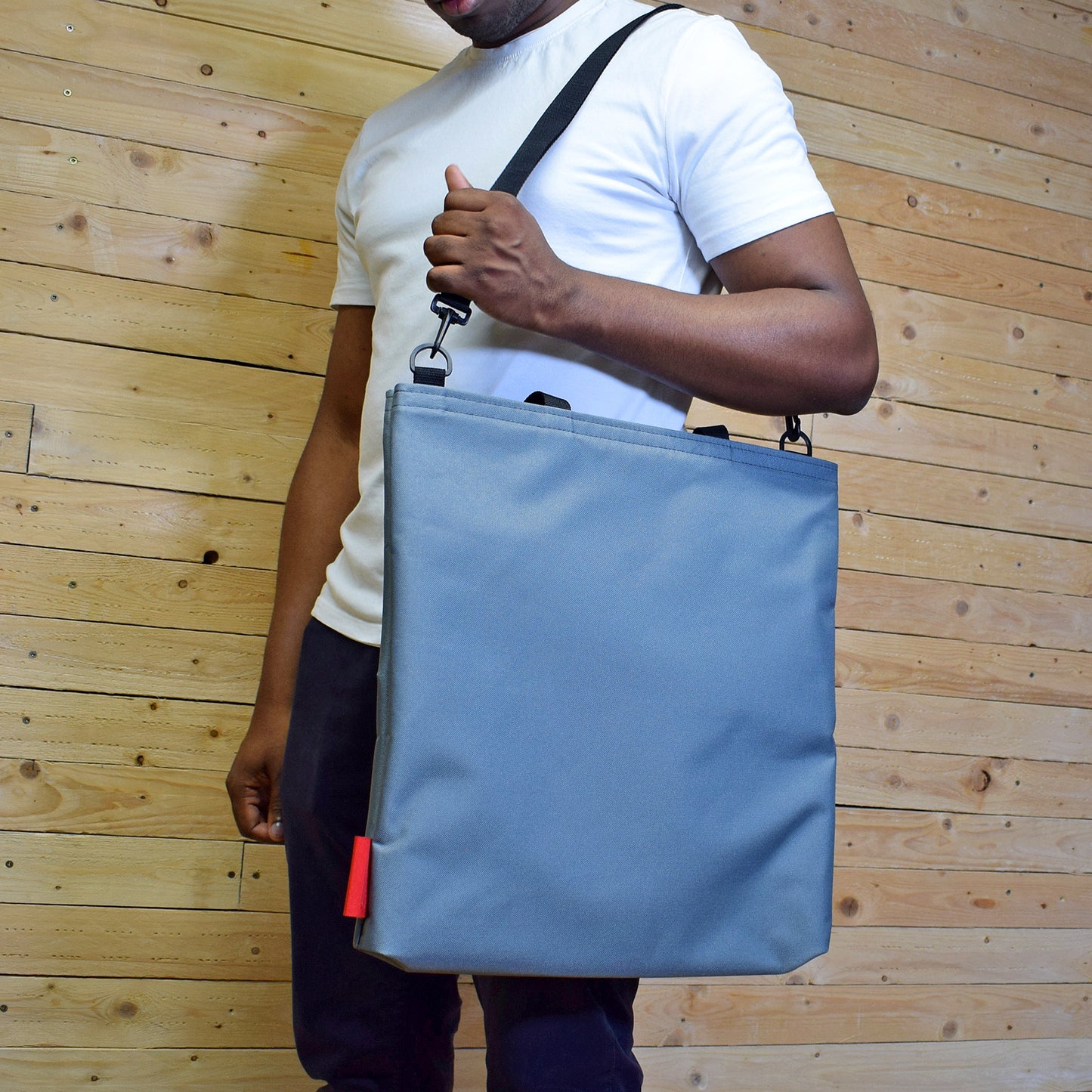 Oversized RECORD Tote Bag | GREY