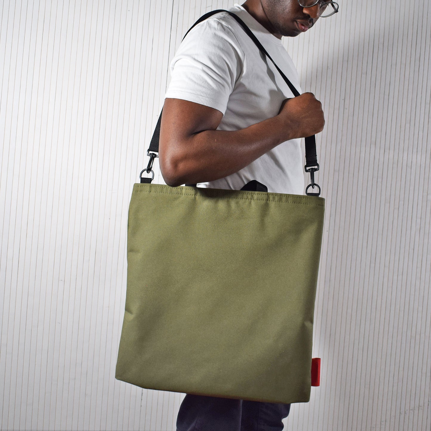 Oversized RECORD Tote Bag | OLIVE GREEN