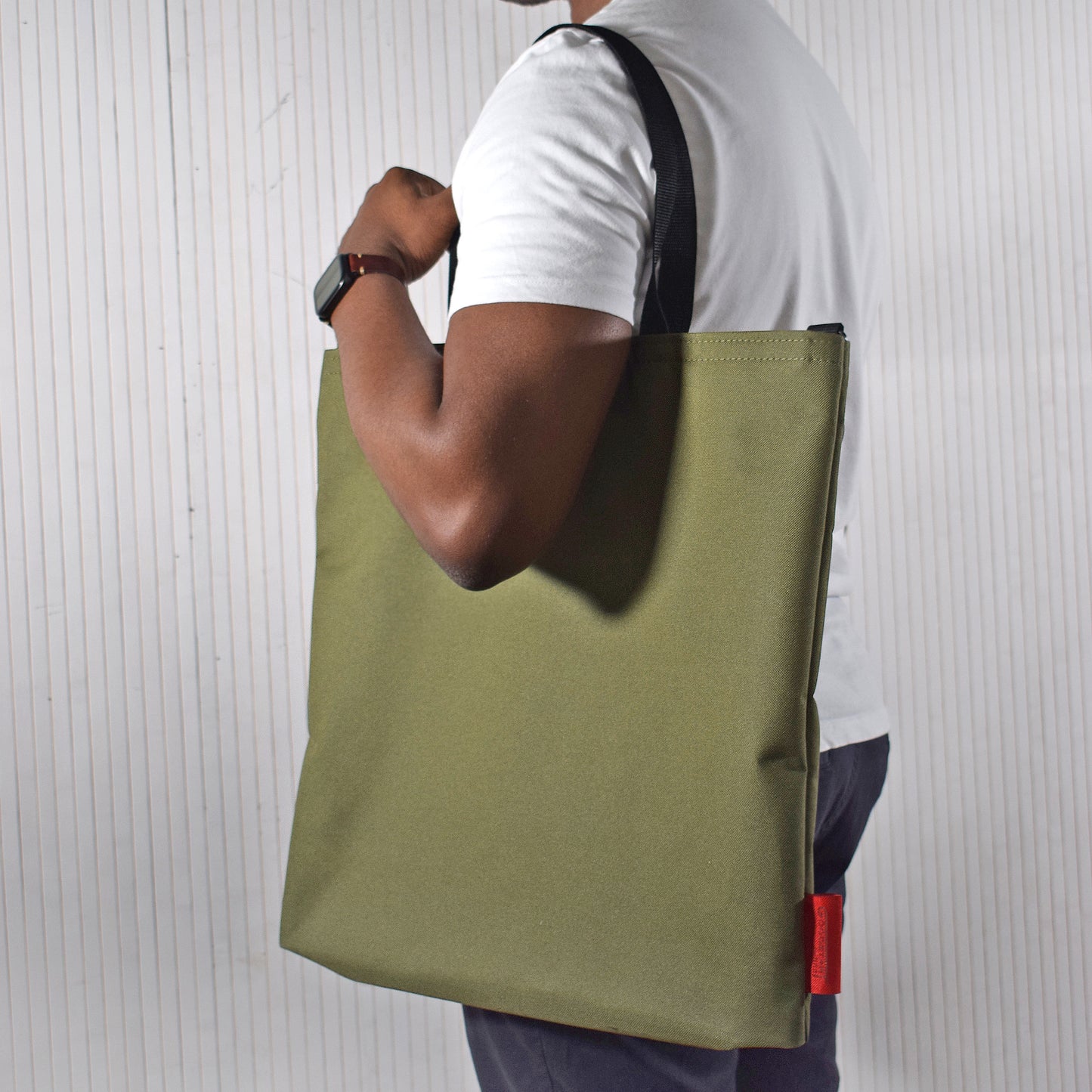 Oversized RECORD Tote Bag | OLIVE GREEN