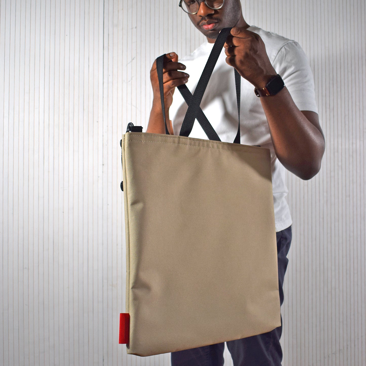 Oversized RECORD Tote Bag | SAND