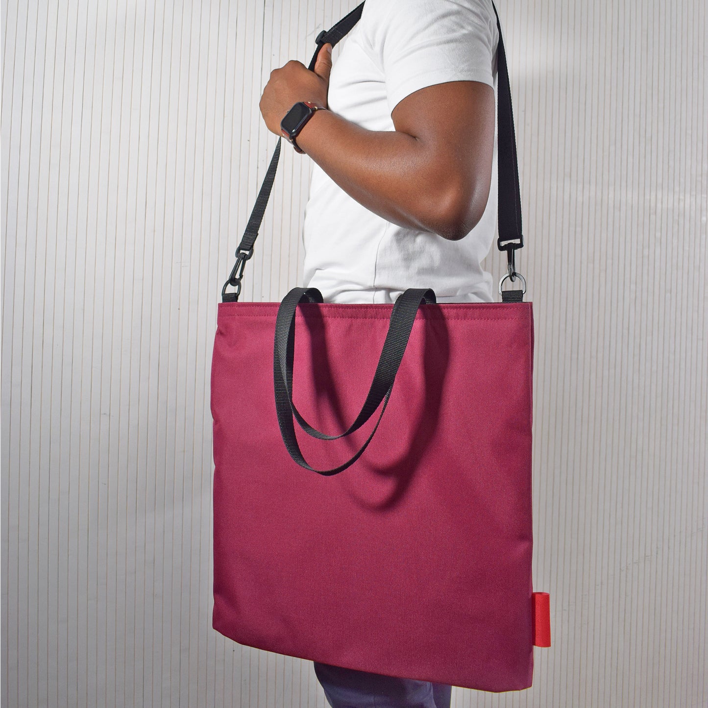 Oversized RECORD Tote Bag | BURGUNDY