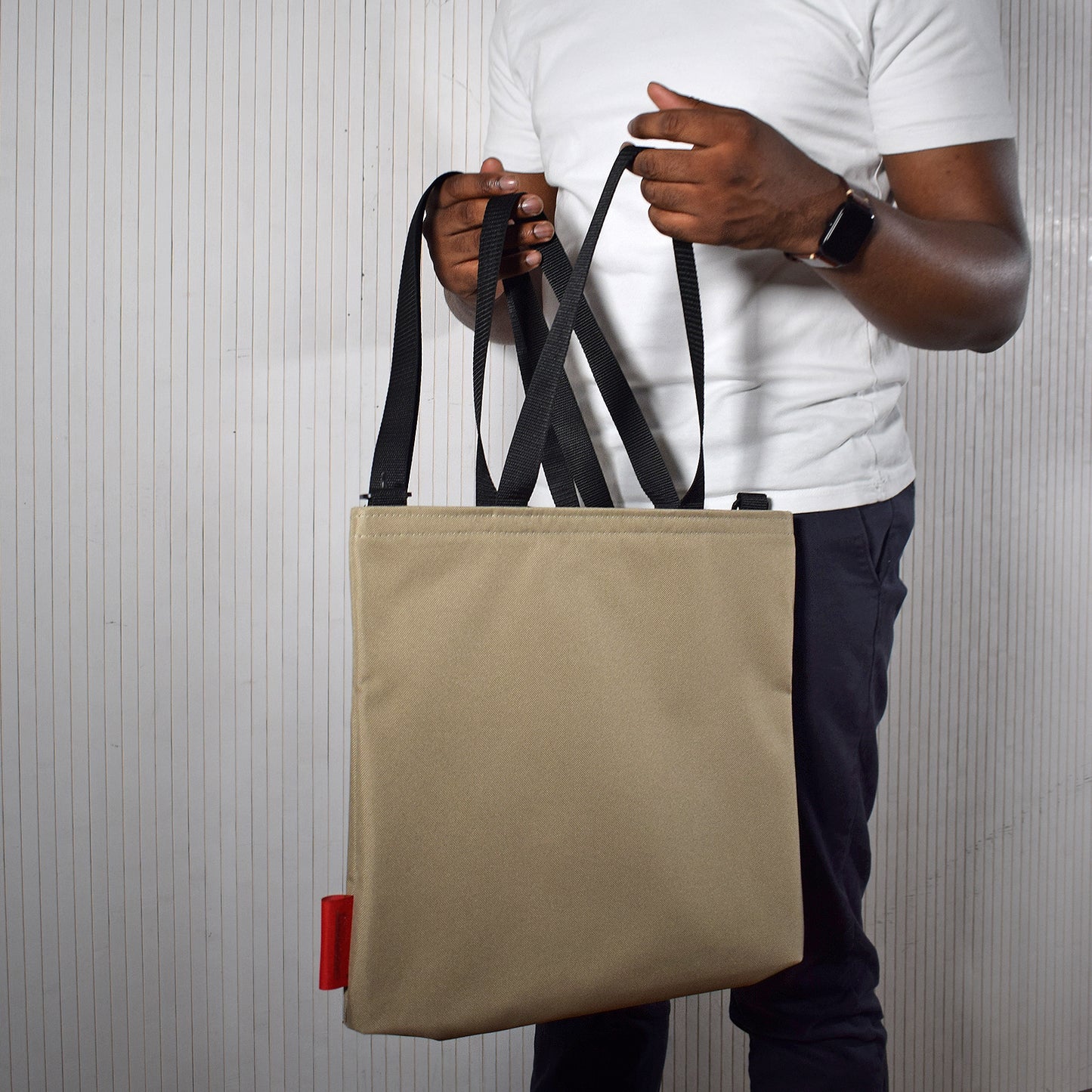 Plain sand colour tote bag