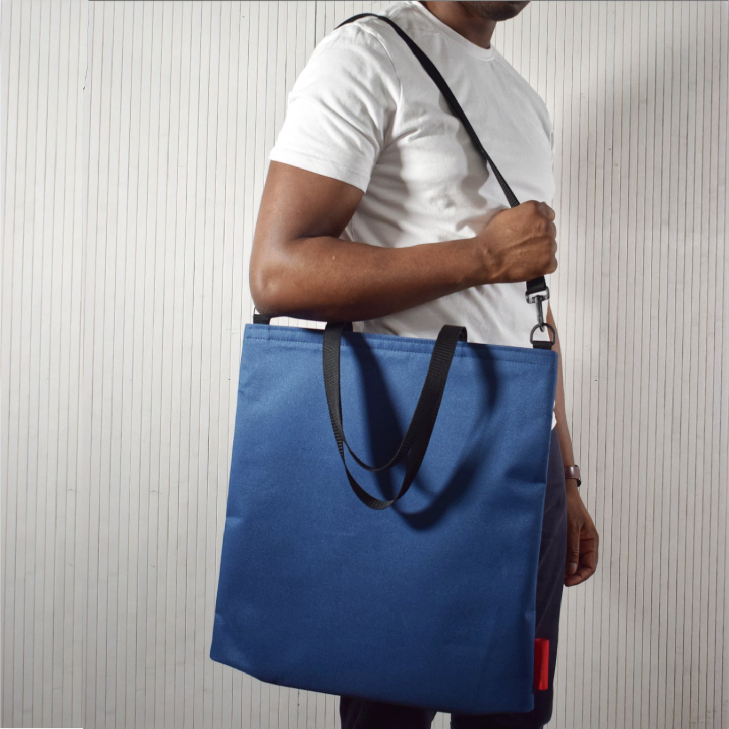 Oversized RECORD Tote Bag | NAVY BLUE