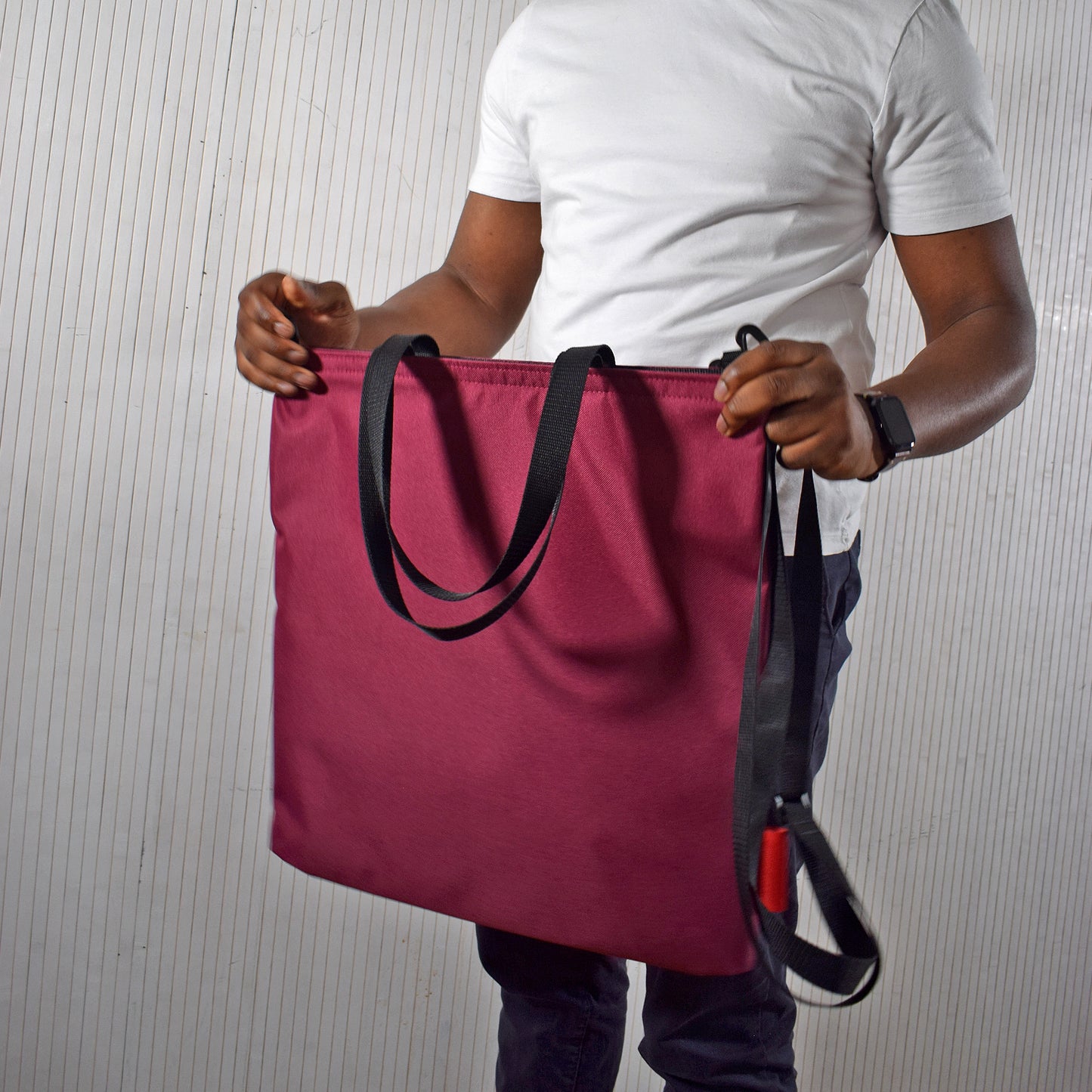 Oversized RECORD Tote Bag | BURGUNDY