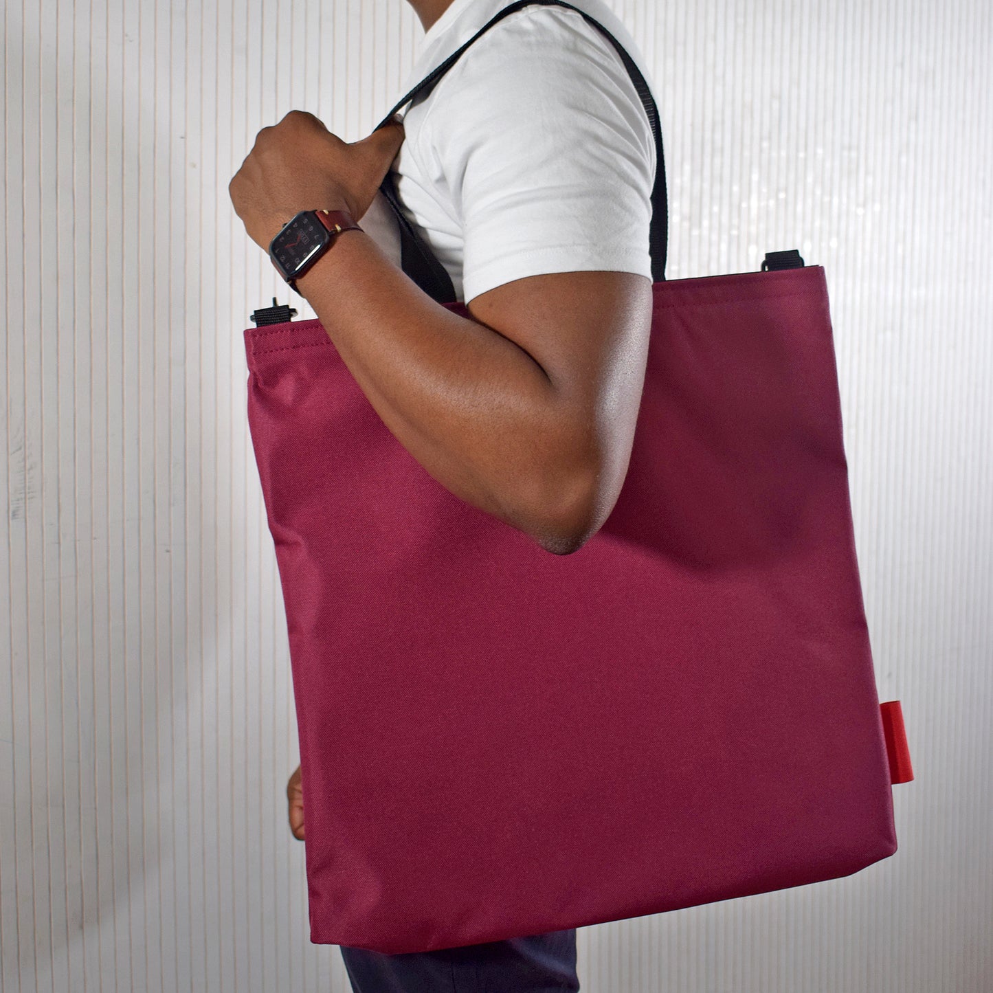 Oversized RECORD Tote Bag | BURGUNDY