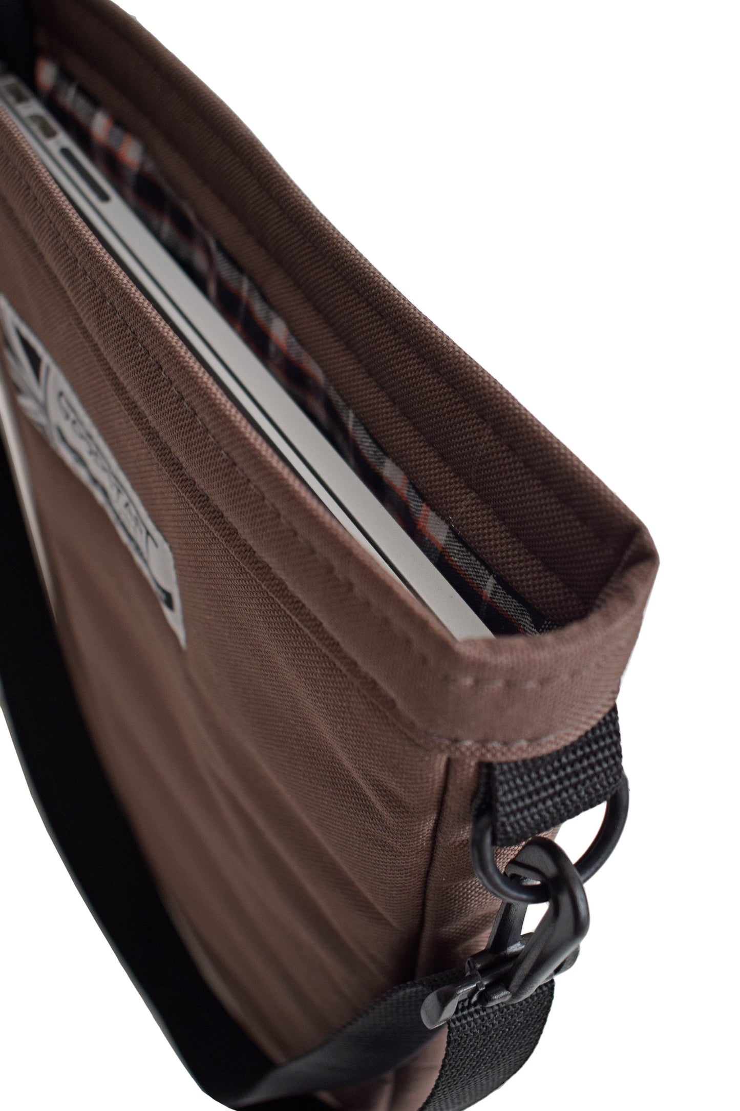 Interior of padded laptop sleeve made by Goodstart Jones