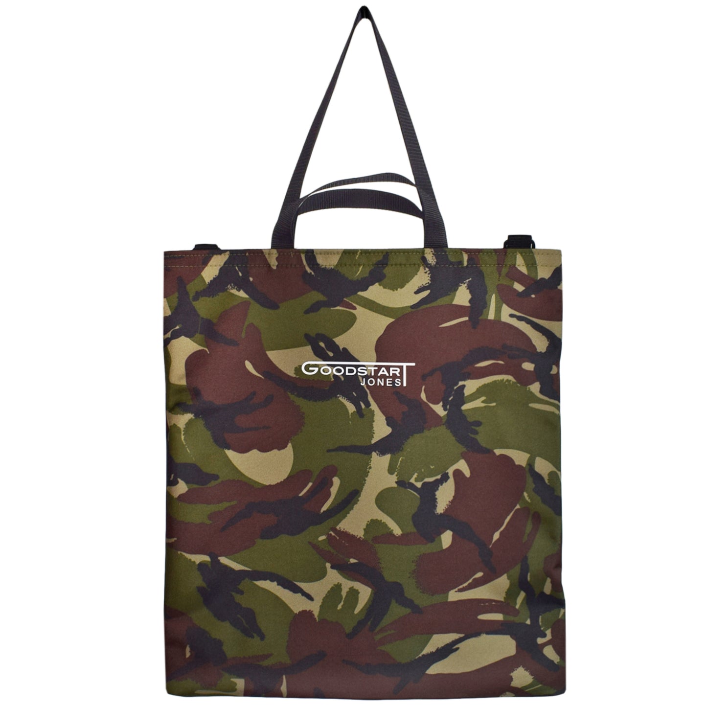 large green camouflage tote bag
