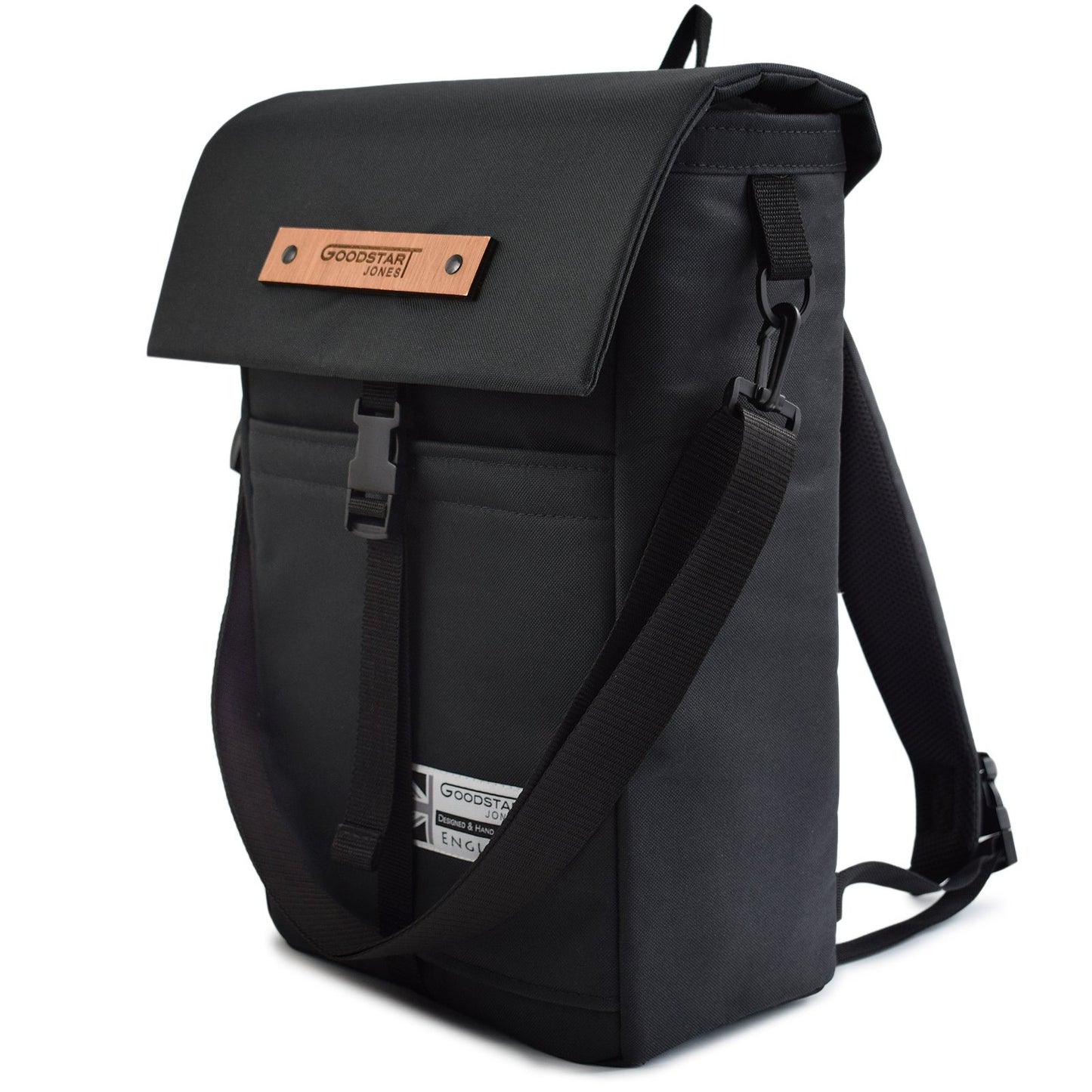 black padded laptop backpack made in England Goodstart Jones 
