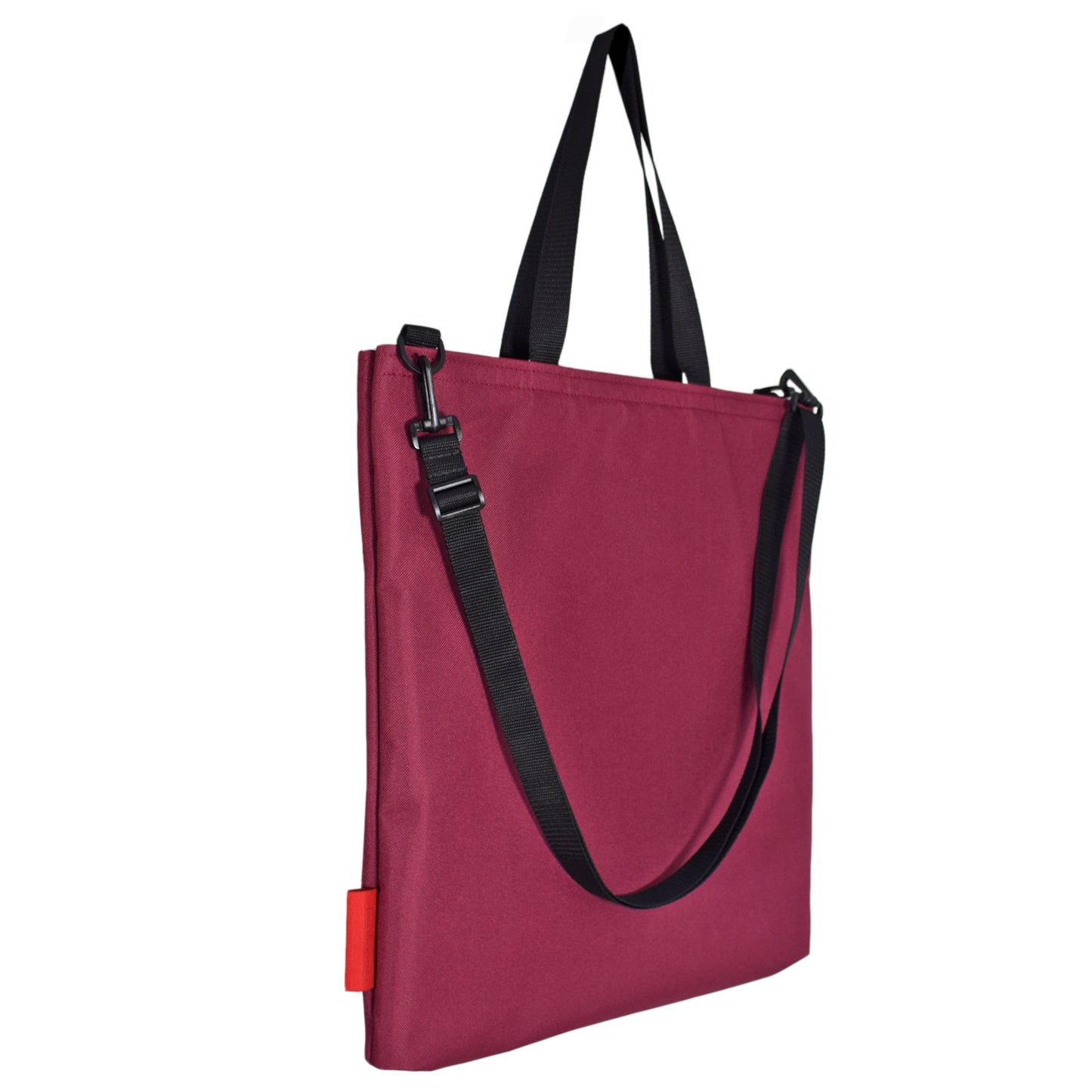 Plain tote bag in burgundy wine colour 
