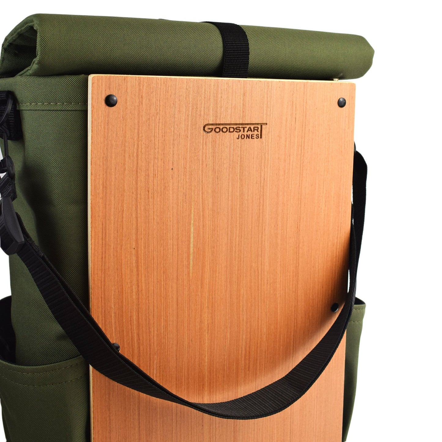 Goodstart Jones woodsack backpack wood panel logo