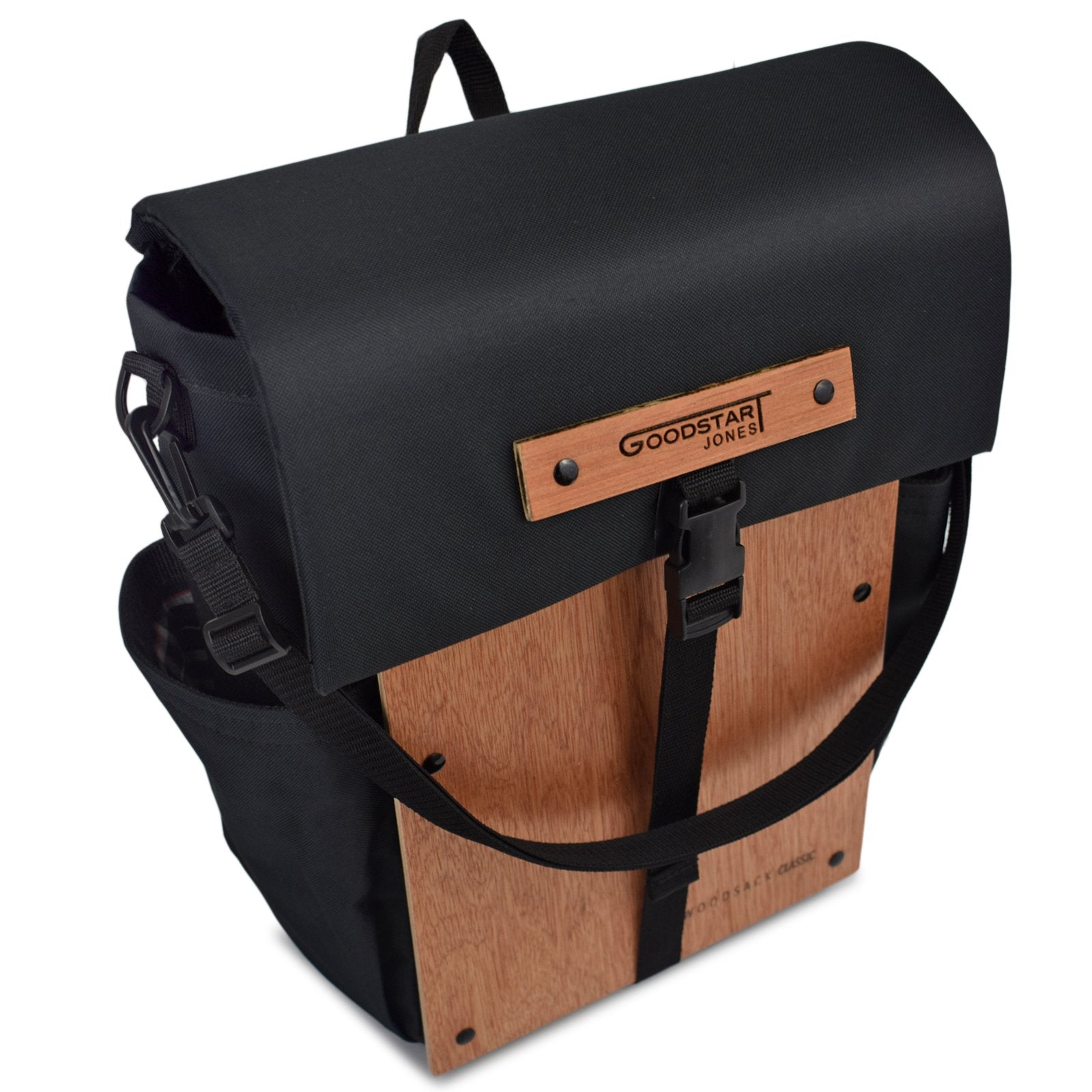 closed black backpack woodsack
