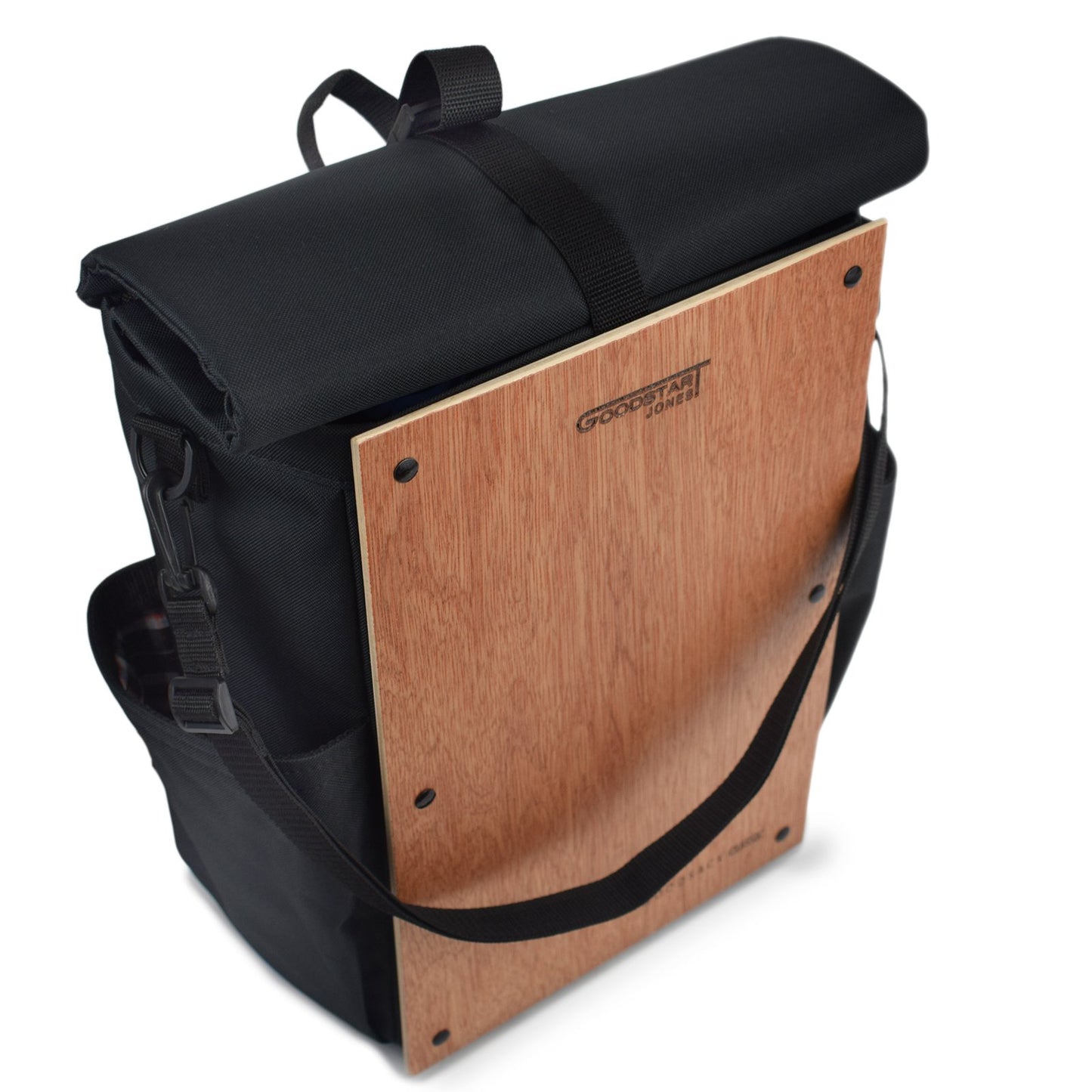 black roll-top backpack 