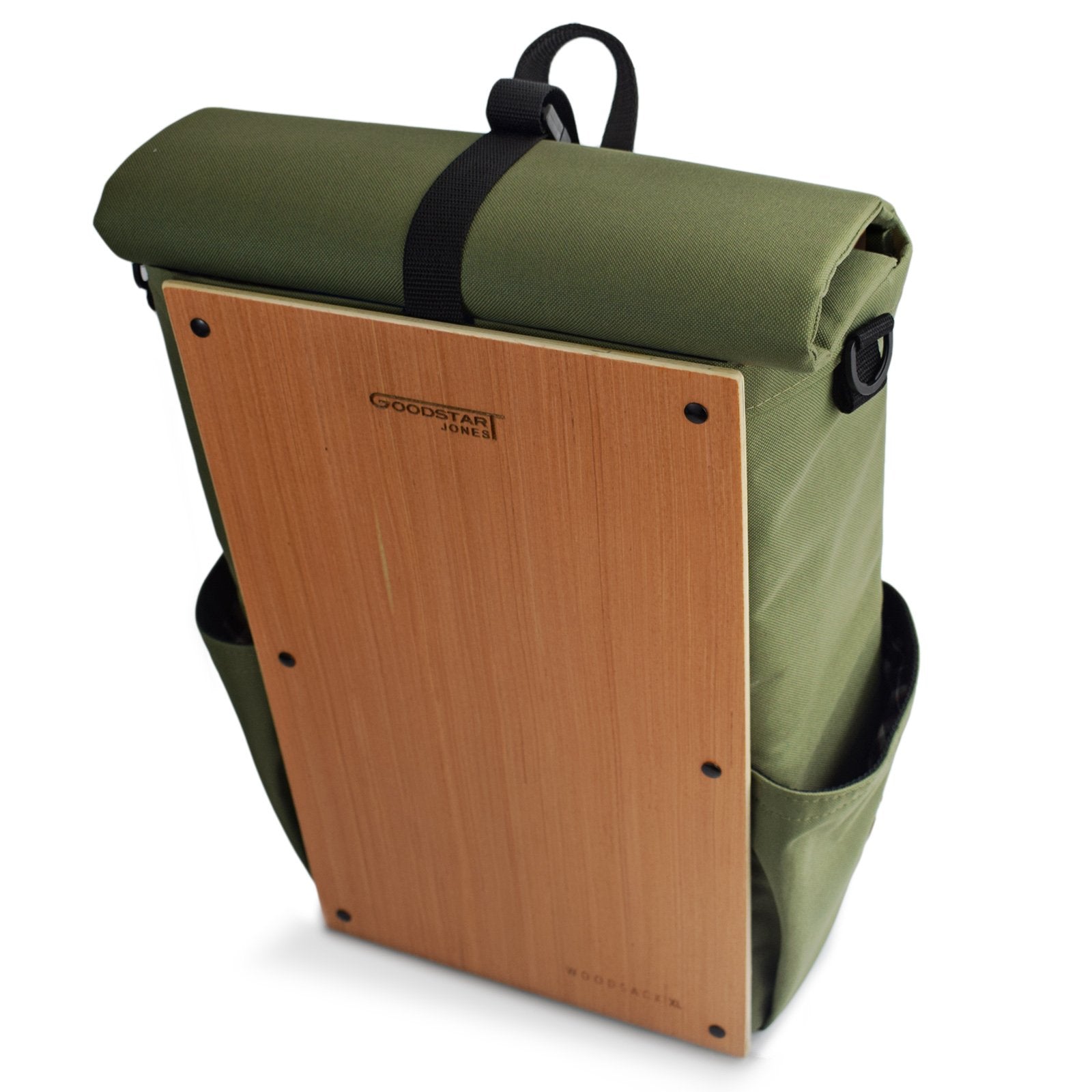 woodsack roll-top backpack olive colour 