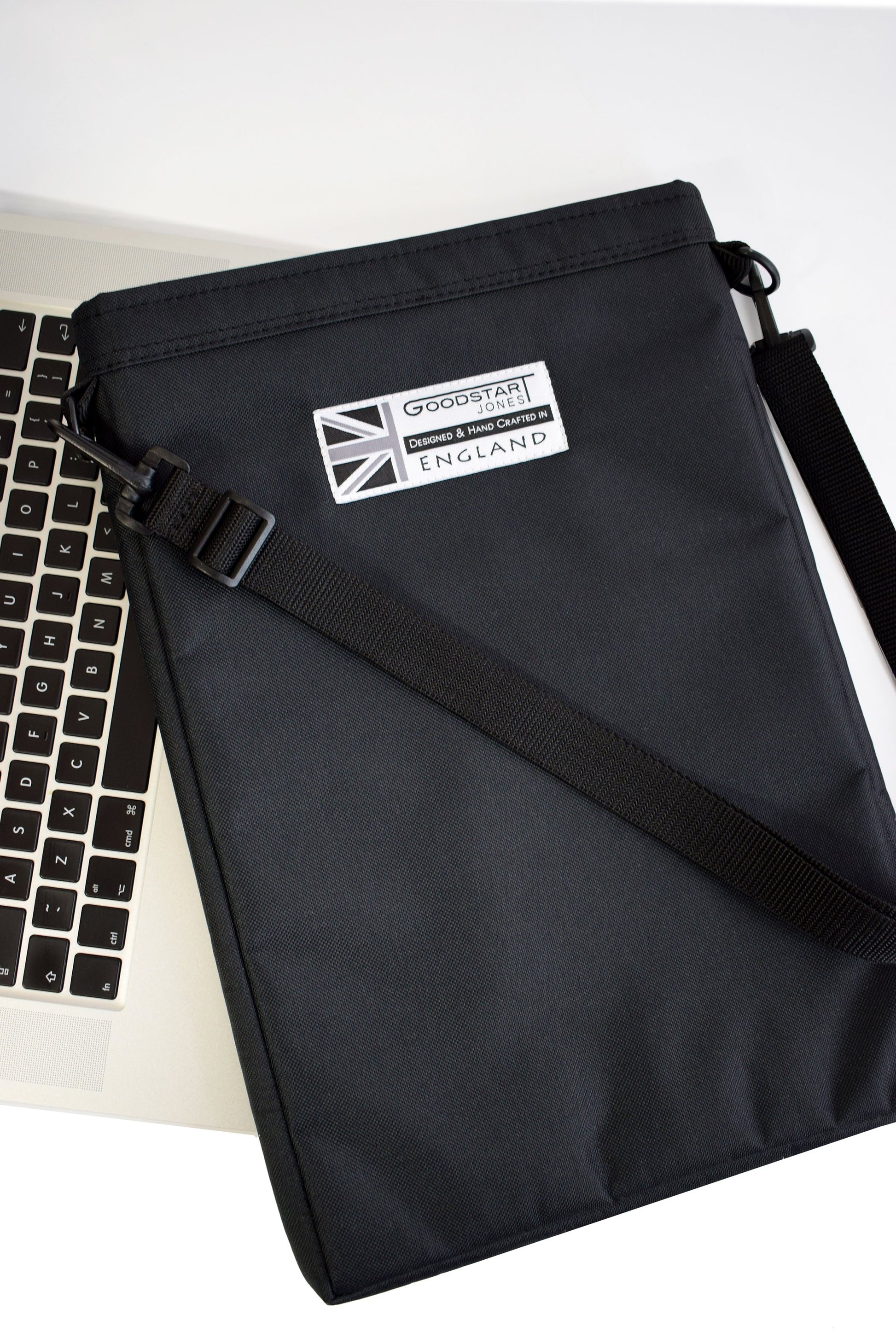 black padded laptop sleeve by Goodstart Jones 