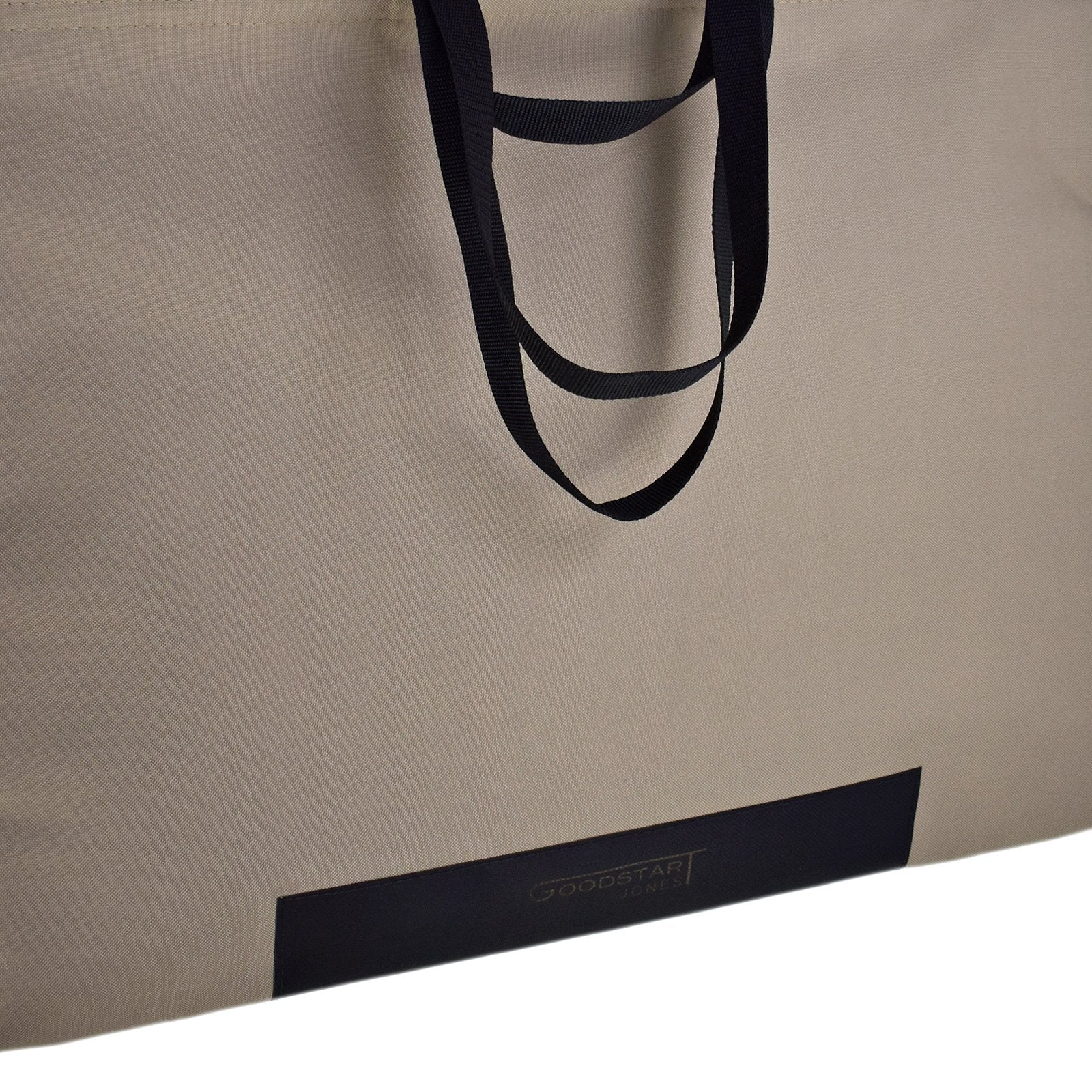 close up of Goodstart Jones branding on large tote bag shopper